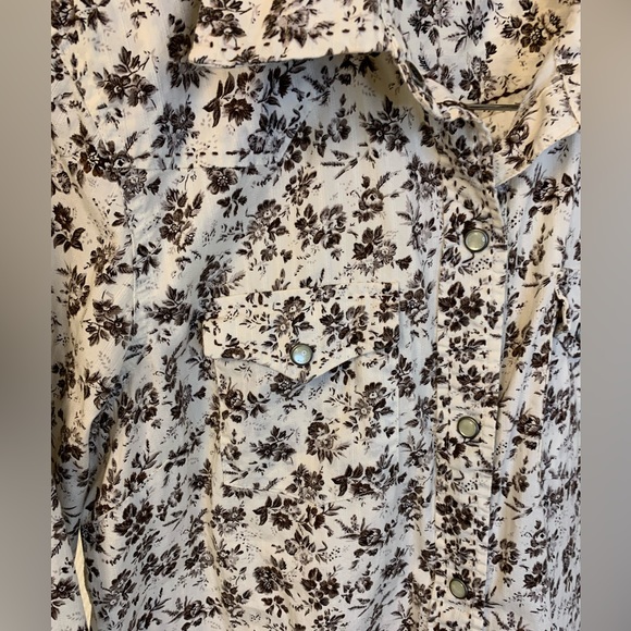 Liz Claiborne Brown Floral Western Button Down Shirt - Picture 2 of 6